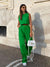 Clacive Summer Sleeveless Crop Top Set Woman 2 Pieces Fashion Bodycon Green Pants Set Female Elegant Elastic Waist Trouser Suits