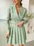 Simplee Elegant a-line pleated two piece suit sets women Office lady v-neck button mini skirt set lapel Spring crop blazer suits