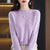 Trendy Style One-Line Ready-To-Wear Pure Wool Sweater Women&#39;s Hollow Knitted Pullover Autumn and Winter Rolled Edge O-Neck Top