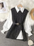 Spring Autumn Women's Lantern Sleeve Shirt Knitted Vest Two Piece Sets of College Style Waistband Vest Two Sets Top UK900