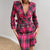Office Lady Blazer Dress Women Notched Double Breasted Houndstooth print dress Elegant Autumn Long sleeve With Belt Dress 2XL