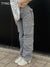 Vintage Cargo Pants  Baggy Jeans Women Fashion 90s Streetwear Pockets Wide Leg High Waist Straight Y2k Denim Trousers Overalls