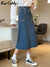 Jean Skirts Womens 2022 Long Summer For Ladies Vintage Blue Embroidery Denim Skirt Long Women Denim Skirts Embroidery For Women
