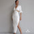 2022 Dress Women Summer White Party Elegant Evening Lantern Sleeve Ladies Women&#39;s Slim Waistless Slit Long Black Maxi Dresses