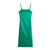 2022 Women Fashion Satin Sea Green Dress Straps with Chains Female Elegant Maxi Midi Slit Camisole Dress Chic Lady Robe