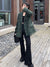 TWOTWINSTYLE Green Leopard Graphic Female Blazer Notched Long Sleeve Temperament Colorblock Loose Women's Coat 2022 Winter New
