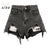 Women&#39;s Black Grey Shorts Jeans Vintage Street Ripped Wide Leg High Waist Casual Fashion Baggy Denim Hot Pants Ladies Summer