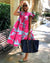 Retro Oversized Patchwork Dress Women&#39;s Elegant O-Neck Ruffle Sleeve Midi Dresses Summer Female A Line Ruffled Sundress Vestidos
