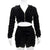 Spring and Autumn Women&#39;s Clothing V-neck Drawstring Zipper Sweater Ruffle Hip Navel Shorts Suit