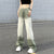 White Pants Oversized High Waist Straight Leg Wide Leg Jeans Contrasting Green Harajuku Y2k Fashion Streetwear Women Trousers