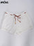 Aproms Solid Color Cotton Knitted Crochet Shorts Women Fashion 2022 Summer Elastic Drawstring Waist Shorts Beachwear Bottoms