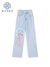 Blue Ripped Vintage Woman&#39;s Jeans Streetwear Harajuku High Waist Lace Up Pants Summer Fashion Straight Denim Trousers Ladies