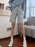 FTLZZ New Summer Hole Denim Shorts Women Fashion Buttons Pockets Wide Leg Half Shorts Lady Casual High Waist Light Blue Shorts