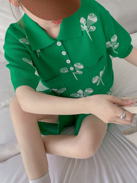 Colorfaith 2022 New Chic Sets Two Pieces With Shorts Knitted Summer Women Floral Korean Fashion Vintage Elegant Suits WS1920JM
