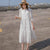 2022Spring/Summer French Romantic White Dress Lace Hollow Gentle Loose Mid-Length Korean Dress All-match Women&#39;s cool embroidery