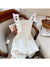Women&#39;s White Dress Summer Elegant Vintage Kawaii Sleeveless Midi Dress Sexy Flower Print Square Collar Sundress Party Outfits