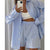Loung Wear Women&#39;s Home Clothes Stripe Long Sleeve Shirt Tops and Loose High Waisted Mini Shorts Two Piece Set Pajamas