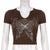 American Hot Sale Hip Hop Streetwear Butterfly Print Brown Women Crop Top Summer  O Neck Goth Punk E-girl T-shirt Y2K Clothing
