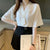 Brooch Design Office Lady Solid Color Chiffon Shirt Female Trumpet Short-sleeved Summer New Korean Version Loose V-neck T-shirt