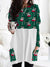 Christmas Themed Print Dress Ladies Autumn Loose Straight Round Neck Pocket Dress Long Sleeve Stitching Ladies Long Top