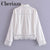 2022European And American Style Woman Summer White Patchwork Lace Edge Shirt Office Lady Long Sleeves Solid Color Blouse Blusas