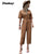 Zhenkayi Spring and Summer Fashion New Women&#39;s Solid Color Single-breasted Lapel Mid-sleeve Casual Jumpsuit One Piece Jumpsuit