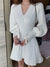 Elegant Lace-up Lantern Sleeve A-line Knitted Dress Temperament V-Neck Twist Pattern Knit Sweater Dress Women Autumn Winter 2022