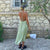 Women Dress Summer New Asia Garden Floral Neck Halter Lace Slings Strap Sweet Green Print High Waist Sexy Lady Long Skirt 2022