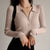 Women Sexy V Neck Long Sleeve Turndown Knitted Cardigan Sweater 2022 Autumn New Lapel Slim Slimming Tops Ladies Hollow Buttons