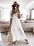 Sexy Beach Short Sleeve Long Party Dress Summer Fashion Slimming Backless White Dress Women Ruffle Maxi Solid Color Dress Mujer