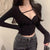 Y2K T-shirt Women&#39;s Tight-fitting Design, Niche Long-sleeved Bottoming Shirt, Autumn Chic Short Square Neck Slim Tops