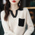 100%Wool Cashmere Sweater Women&#39;s Autumn Winter New Polo Lapel Fashion Loose Large Size Bottoming Knitted Sweater Top For Female
