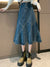 SURMIITRO 2022 Summer Korean Fashion Blue Denim Midi Long Skirt Women High Waist A Line Jeans Skirt Female