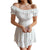 2022 Summer Collection Women Clothing Boho Off Shoulder Halter Elastic Waist Ruffle Hem Short Sleeve A Line Mini Dress