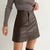 Zeolore Spring High Waist Women&#39;s Leather Skirts Chic Zipper A-line Mini Skirt Elegant Fashion Ladies Faux Leather Skirt QT1549