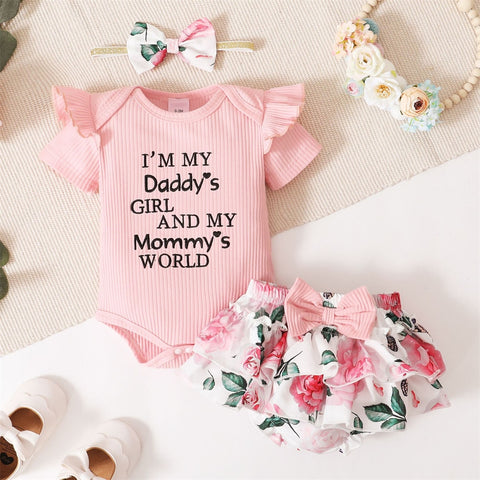 Newborn Infant Baby Girl Clothes Romper Shorts Set Floral Summer Outfits Cute Baby Clothes Girl 3pcs