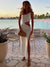 Summer Spring 2022 Women Solid White Spanghetti Strap Dress Sexy Hollow Out Bodycon Slim Fit Maxi Beach Dress Female