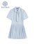 Fashion Polo Ruffles Pleated Dresses Women Short Sleeve Solid Vestidos Chic Lattice Tie Summer Mini A-line Dress Preppy Style