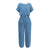 Sexy Women Elegant Overalls Jumpsuit Casual Short Sleeve Loose Back Button Slit Pleated Drawstring Harem Streetwear Clothing