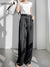2022 Summer Autumn Silk Satin Women&#39;s Pants Loose Oversized Black Straight High Waist Casual Korean Wide Leg Trousers for Women