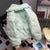 Mint Green Oversized Thicked Padded Jackets Women Harajuku Knited Neck Zipper Coats Winter Cotton Warm Outfits Streetwear Ins