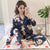 Women&#39;s Pajamas Set V Neck Design Cross Letter Print Sleepwear Silk Home Clothes Large Size Nightwear Cute Underwear Sleep Tops