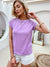 Simplee Casual solid Lace stitching cotton women T-shirt summer Hollow out sleeves o-neck female tops leisure Basic T-shirt new