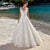 Boho Lace Appliques Beach Wedding Dress 2022 Sheer O-Neck Button Back Sweep Train Bridal Gown For Women Vestido De Novia