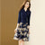 EVNISI French Suit Dress Navy Female Spring And Summer 2022 New Fake Two-piece Print Dresses Notched Neck A-line Vestidos