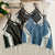 Pearl Diary Summer Contrast Color Short Vest Fashion V-Neck All-Match Top Women Sexy Unique Knitting Sling Top