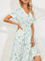 DGIRL Ladies Floral Print Sexy Summer Dress Women V neck Ruched Dress Ruffle Long Gown 2022 Summer New Style