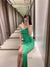 TRAF Zar 2022 Green Slip Dress Woman Sleeveless Draped Long Dresses Women Backless Party Dresses Slit Elegant Cocktail Dress