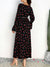 Autumn Floral Long Dress Bohemian Long Sleeve Loose Belt A-Line Maternity Dress