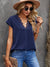 Women Summer Fashion Solid Pullover Chiffon Shirt Casual V-Neck Lace T-Shirt Loose Breathable Tees Skin Friendly Tops